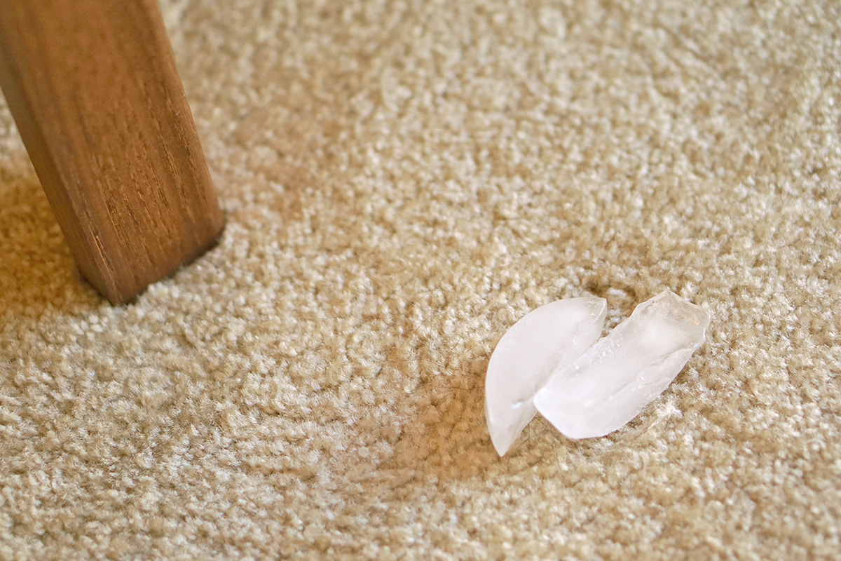 Ice remedy on carpet indentation