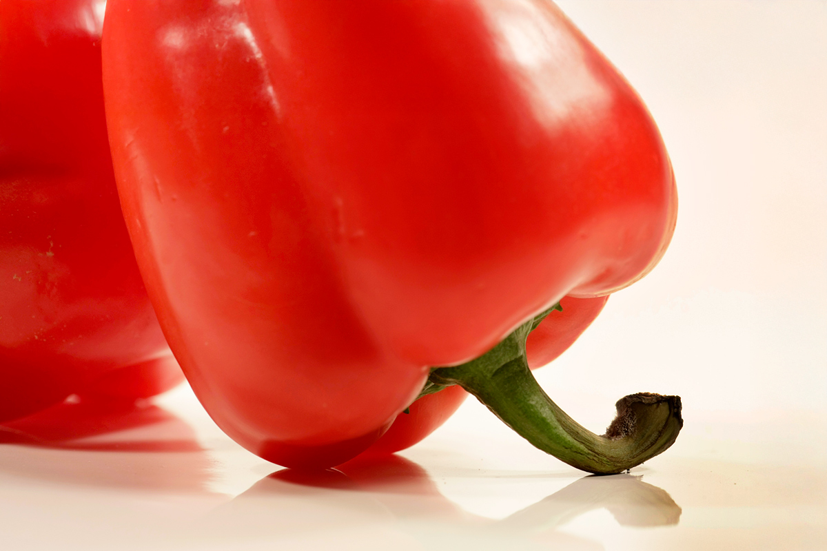 Red Bell pepper, detail lying upside down 