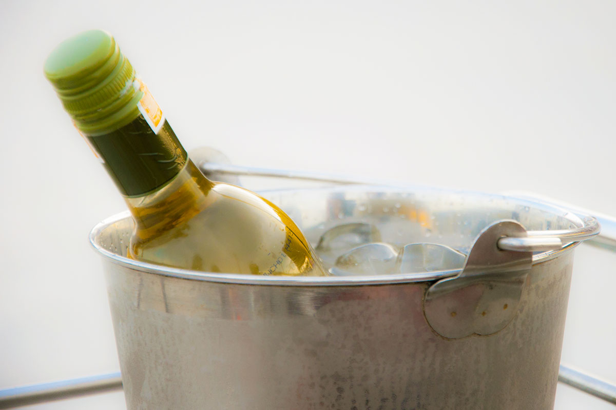 Botltle of wine in an ice bucket